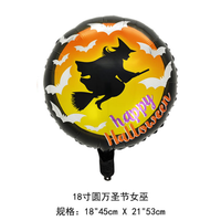 Nouveau design, vente en gros, ballon rond en aluminium coloré de 18 pouces, série Halloween, ballon pour décoration de fête