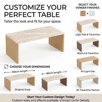 Table basse en bois creux avec finition travertin nordique pour salon