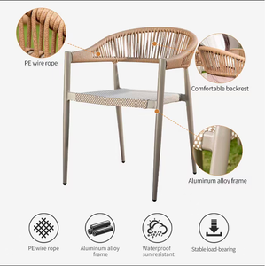 Venta al por mayor de aleación de aluminio muebles de jardín al aire libre mesa y sillas conjuntos <span class=keywords><strong>Patio</strong></span> cuerda sillas tejidas restaurante <span class=keywords><strong>sillones</strong></span> redondos - Product Image 5