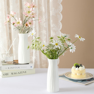 Simple Plastic Imitation <b>Ceramic</b> <b>Vase</b> Minimalist Design Unbreakable For Home Flower Arrangement Living Room Dining Room Decor - Product Image 2