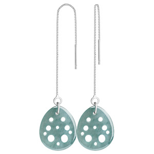 Orecchini Pendenti da Donna Personalizzati in Stile Antico con <span class=keywords><strong>Smeraldo</strong></span> Naturale di Grado A e Giada Tipo Ghiaccio Blu Acqua di Loto - Product Image 5