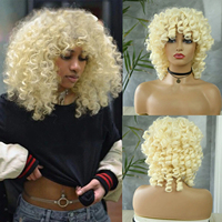 Perruque afro bouclée avec frange, 100% cheveux humains, pour femmes africaines et américaines