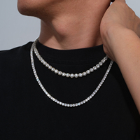Chaînes Iced Out pour Hommes, Plaqué Or 14 carats, Diamants CZ, Colliers Cubains, Bijoux Hip Hop, Zircon Cubique Taille Ronde 5A+, Chaînes Tennis Halo