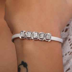 Moissanite Round Cut Chain Link Bracelet 925 Sterling Silver Plated Hip Hop Style Trendy Unisex Jewelry Gift for Birthday - Product Image 3