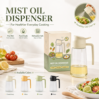 Bouteille pulvérisateur d'huile en verre transparent 2-en-1 avec couvercle ouvrable et design pulvérisateur-verseur pour barbecue et cuisson facile
