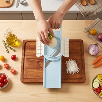 Mandoline à légumes multi-tailles avec options de coupe de 2,5 mm et 4,0 mm, protection brevetée, préparation sans effort