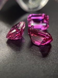 Pierre précieuse de laboratoire rose vif taille émeraude 10*8mm; Diamant en vrac créé en laboratoire pour la fabrication de bijoux de bague pendentif - Product Image 4