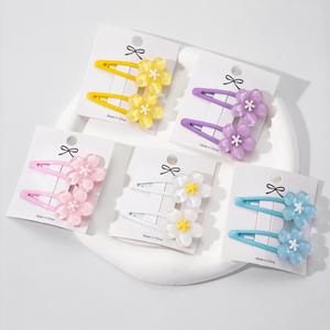 2 PCS/SET Jepit Rambut Anak Bentuk Bunga Kristal Lucu, Jepit Rambut Samping BB Warna-warni Manis Motif Bunga Sakura untuk Anak Perempuan - Product Image 4