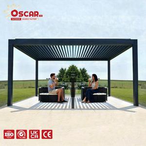 Gazebo con Tetto a Persiane Impermeabile e Pannelli Decorativi, Pergola <span class=keywords><strong>di</strong></span> Alta Gamma per <span class=keywords><strong>Architettura</strong></span> Paesaggistica, Giardino e Patio - Product Image 1