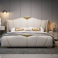 Cadre de lit réglable en bois de chêne de haute qualité, design italien, taille Queen/King, revêtement en cuir, écologique, durable, mobilier pour la maison