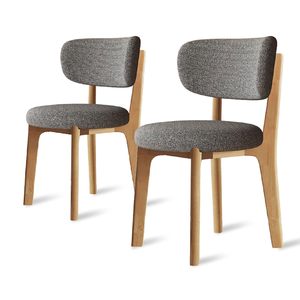 Silla de comedor con marco de madera maciza de tela de lino con asiento y respaldo acolchado, adecuada para comedor, sala de estar y hotel. - Product Image 2