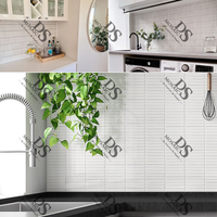 Vente chaude Carrelage mural en céramique brillant blanc Kit Kat en forme de bande longue pour cuisine, crédence de cuisine, restaurant