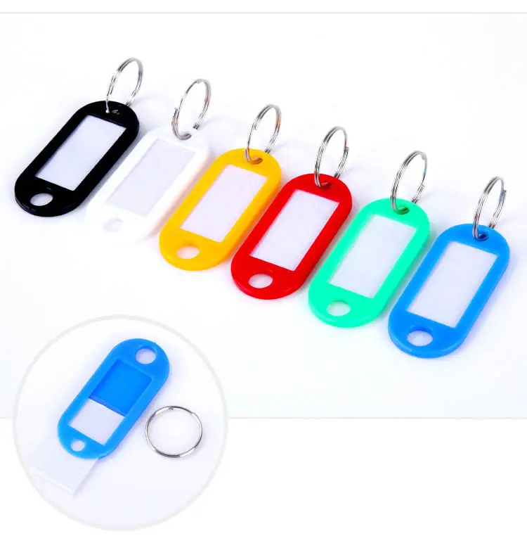 Cheap Plastic Key Tags Mix Color ID Label Name Tags With Ring
