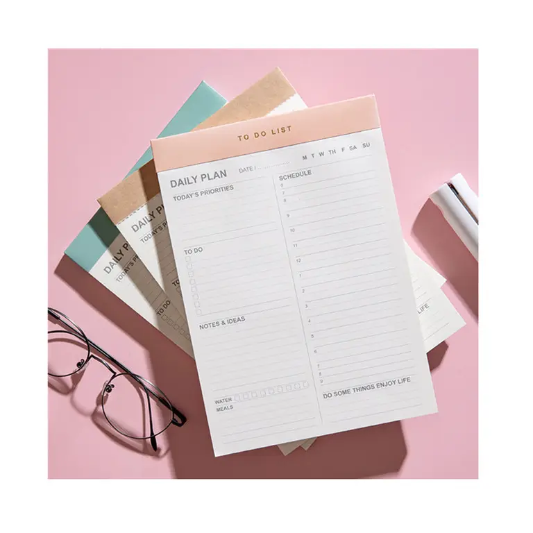 Gros Offre Spéciale Personnalisé Mémo Pad À Faire La Liste Bloc-Notes Magnétique Quotidienne A5 Arracher Memo Note Pad Avec Feuille D'or Logo