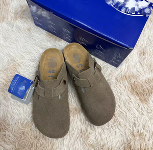 Produit phare : Sandales plates d'extérieur, mules et sabots Birkentocks en cuir véritable et daim pour femme, avec semelle intérieure en liège, Printemps-Été - Product Image 6