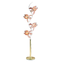 Lampe sur pied LED élégante en forme de lotus rose, E26, en fer forgé et verre, style floral moderne, lumière blanc chaud pour la maison, le salon et le jardin