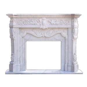 Freestanding White <strong>Marble</strong> Fireplace Mantel Antiques Style Arched Victorian Stone <strong>Slab</strong> for Hotel <strong>Hearth</strong> Victorian Gothic Western - Product Image 5