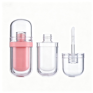 Tube de gloss à lèvres ovale 3ml, emballage cosmétique en plastique avec bouchon à vis, couleur rose, pour le stockage du gloss à lèvres - Product Image 2