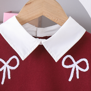 欧美秋季新款女童套装华夫饼干两件套上衣配百褶立体图案裙子嘻哈风格两件套 - Product Image 5