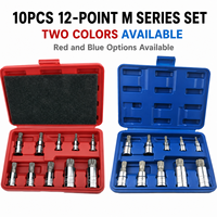 Lot de 10 douilles à six pans évasés série M en acier allié S2, kit de douilles à triple carré pour réparation automobile européenne