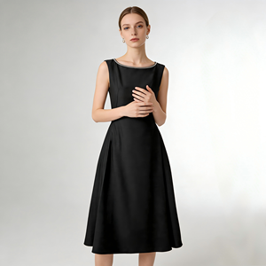 Abito da Ufficio Primaverile 2026, Nuovo Modello di Tendenza, Senza Maniche, Collo Tondo, Tessuto Sagomato con Vita Plissettata, Stile <span class=keywords><strong>A</strong></span>-Line - Product Image 2