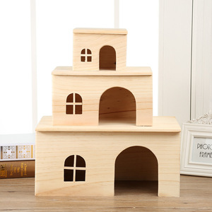 Casa para Mascotas de Madera Natural, Rectangular, Transpirable, Jaula Interior para Hámster, Tamaño Pequeño - Product Image 1