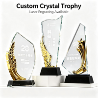 Placa de Cristal Transparente Grabable, Base de Metal para Escritorio, Trofeo de Cristal Personalizado