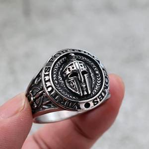 Men's Stainless Steel <b>Ring</b> With Spartan Mask Design Round Geometric Jewelry Gift - Product Image 1