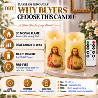 Bougie pilier LED 3D flamme rouge Père Saint peinte, avec télécommande, décor sans flamme écologique pour la maison