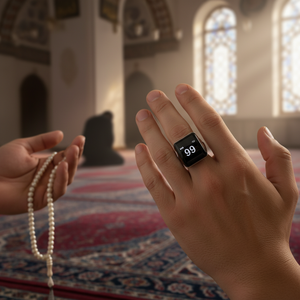 Tasbih Counter Islamic Gadgets QB702 With Charging Case Zinc Alloy Tally Counter Arabic Muslim Gift Islamic Ring - Product Image 1