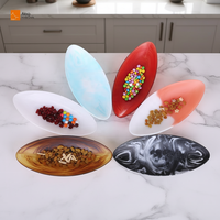 Prato de Salada em Resina Artesanal de Luxo Fosco Bicolor Coral e Branco com Espiral em Formato de Folha, Resistente a Quebras, Decorativo e para Armazenamento Doméstico