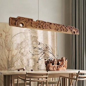 โคมไฟระย้าไม้แกะสลักทรงยาวสไตล์วบิซาบิ สำหรับห้องน้ำชา ห้องรับประทานอาหาร และโฮมสเตย์ - Product Image 5