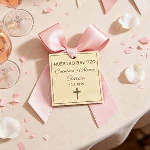 Targhette Nomi Personalizzate in Acrilico Quadrate Incise al Laser - Regali Eleganti e Personalizzati per Matrimoni, Battesimi e Prima Comunione - Product Image 2