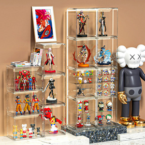 Hình chữ nhật Acrylic lưu trữ hiển thị trường hợp khối lập phương tháo rời rõ ràng Acrylic Đồ chơi hình hiển thị kệ với cơ sở và bìa - Product Image 2