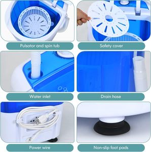 <span class=keywords><strong>Mini</strong></span> lavadora y Spinner Combo, 5.5lbs, lavadora portátil semiautomática compacta para lavandería, apartamento, dormitorio, RV - Product Image 3