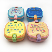 Boîte de rangement à Bento carrée Portable à 2 couches avec poignée, boîte de repas imprimée personnalisée pour enfants avec personnage de dessin animé