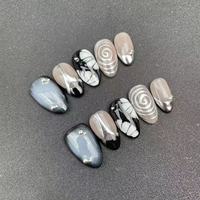 Ongles courts en forme d'amande faits à la main de haute qualité, peints à la main, français, originaux, best-sellers, vente en gros d'usine, réutilisables