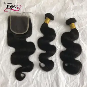 Cheap 4*4 HD bundle with brazilian lace closure 100% human hair bundles set and lace front wholesale 11A 12A