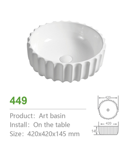Lavabo de Cerámica Moderno para Hotel, Redondo, de Pared Gruesa, <span class=keywords><strong>Superficie</strong></span> Lisa y Brillante, Resistente a las Manchas Amarillas, Lavabo de Encimera - Product Image 3