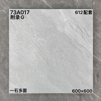 Carrelage en porcelaine pleine masse effet pierre rustique moderne antidérapant 600x600 pour villa, maison auto-construite et entrepôt
