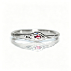 Anillo de Plata 925 Xinyun con Circonita Cúbica Plana y Ojo Turco, Exquisito Anillo <span class=keywords><strong>Sello</strong></span> para Mujer con Rubí y Aguamarina - Product Image 2