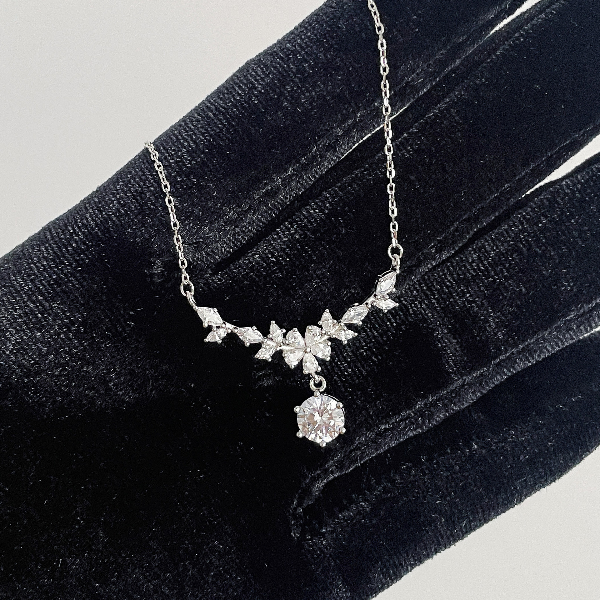 ☆TATIANA☆ Silver 925 Water Drop Bezel Chain Necklace NZ241 TATIANA】Water Drop Bezel Chain Necklace NZ2419~ネックレス