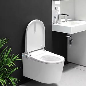 Zhongyu mangkuk persegi kelas atas Toilet pintar pemasangan terpasang di dinding tangki air pengendali jarak jauh siram otomatis fungsi canggih - Product Image 2