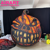 Citrouille gonflable de démon maléfique pour Halloween, citrouille monstre effrayante gonflable