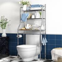 Salle de bain au sol Table de rangement pour toilettes Machine à laver Porte-serviettes Support de rangement en acier inoxydable à plusieurs niveaux