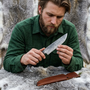 Couteau à pointe de lance Viking fait main avec visée en forme de corbeau, manche en cuir, acier à haute teneur en carbone de qualité industrielle, objet de collection - Product Image 6