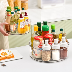 Plateau de rangement rotatif Ming Shuo, plateau tournant à 360 degrés en plastique transparent pour les assaisonnements de cuisine, organisateur de bureau - Product Image 2