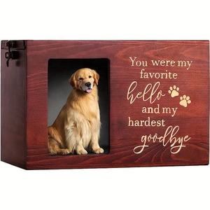 Wooden Pet Urn Rectangle <b>Ash</b> Storage Box Secure Dog Memorial Home <b>Keepsake</b> - Product Image 1