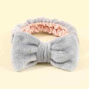 Custom Logo Flanel Spa Hoofdband Satijn Innerlijke Make-Up Gezicht Pols Gezicht Handdoek Wassen Boog Hoofdband Voor Vrouwen - Product Image 2