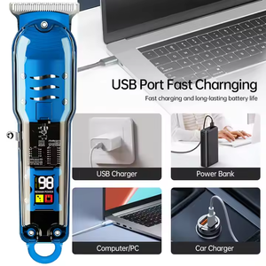 Tondeuse à barbe électrique transparente pour homme, sans fil, avec peigne limiteur réglable, kit de tondeuse à cheveux électrique domestique - Product Image 5